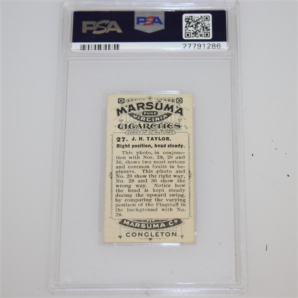 1914 J.H Taylor Marsuma Co. Cigarette Golf Card #27 - PSA#27791286