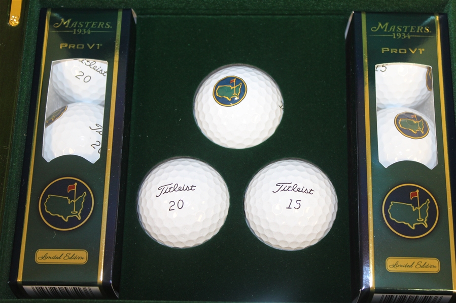 Masters Emerald Commemorative Wood Box with Golf Balls - 2015 - Spieth Masters Win