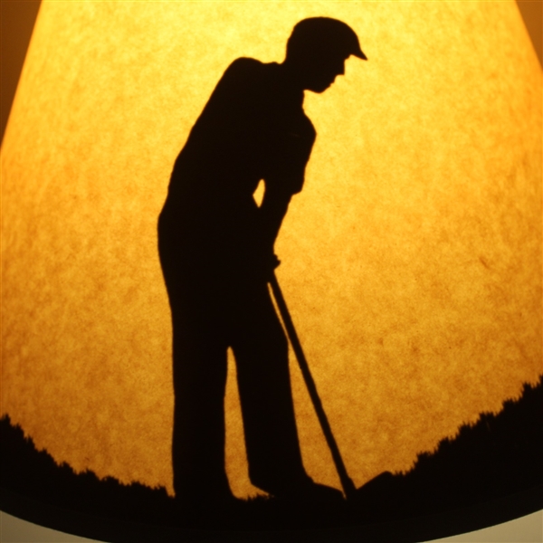 Golfer Themed Lamp with Three Crossed Clubs & Golf Ball Display - Great Presentation 
