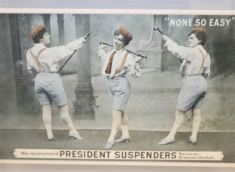 President Suspenders 'None So Easy' Advertisement with Three Female Golfers - Framed