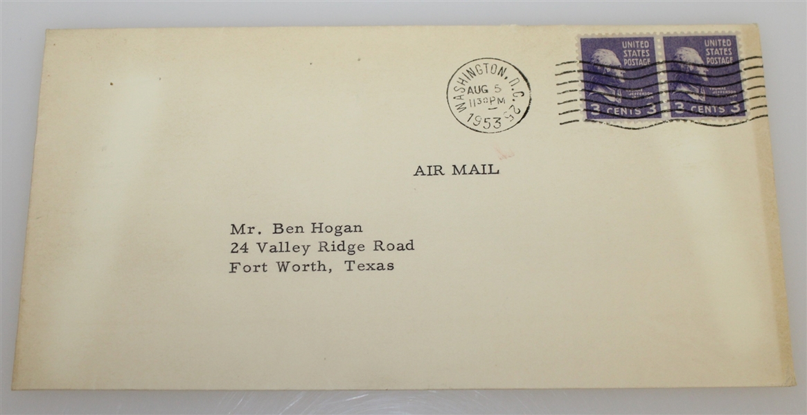 Ben Hogan 8/5/53 TLS from President Eisenhower with Envelope-His Finest Season JSA ALOA