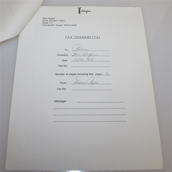 Ben Hogan Signed New Hire Paperwork for Sharon Rae JSA ALOA