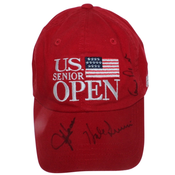 Arnold Palmer, Hale Irwin, and Jay Haas Signed 2004 US Senior Open Hat JSA ALOA