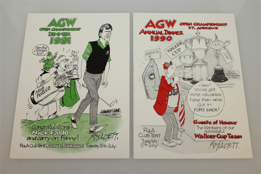 1990, 1991, 1996, & 1998 AGW Annual Dinner Menus - R&A