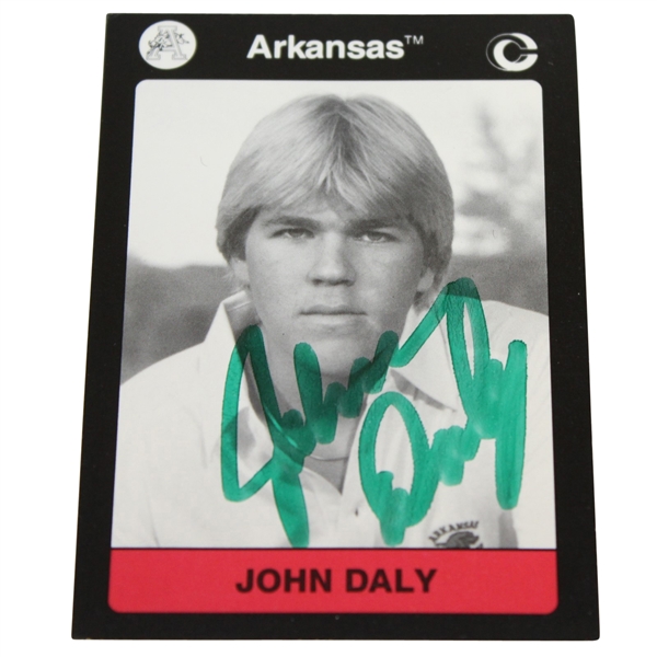 John Daly Signed 1991 University of Arkansas Golf Trading Card JSA ALOA
