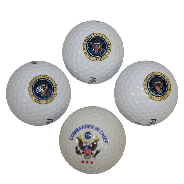 Commander in Chief Logo Golf Ball & Three Presidential Seal Golf Balls