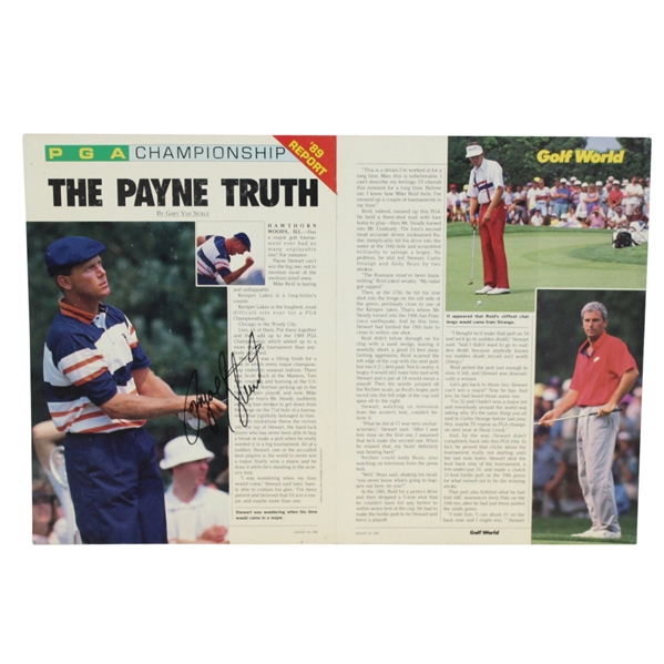 Payne Stewart Signed 1989 Golf World PGA Championship Victory Matted Page JSA ALOA