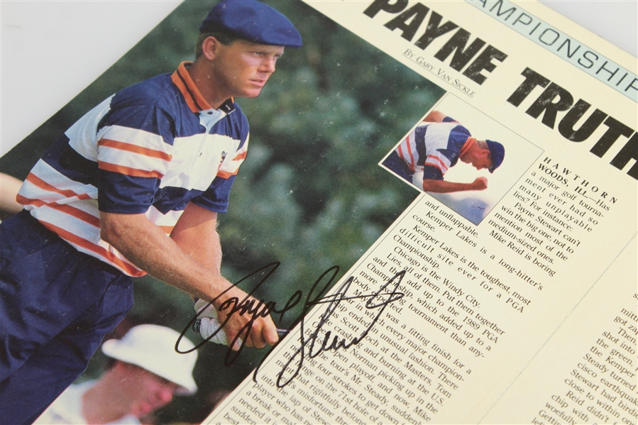Payne Stewart Signed 1989 Golf World PGA Championship Victory Matted Page JSA ALOA