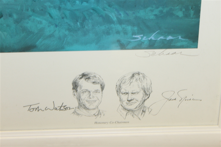 1992 US Open at Pebble Beach Ltd Ed 164/300 Nicklaus & Watson Co-Chairmen Print - Framed