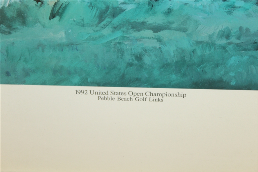 1992 US Open at Pebble Beach Ltd Ed 164/300 Nicklaus & Watson Co-Chairmen Print - Framed