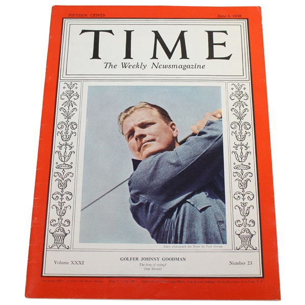 1938 Johnny Goodman on Cover TIME Magazine - Al Kelley Collection