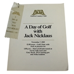 Jack Nicklaus Signed Day with Jack Nicklaus 1989 Avila Ribbon G&CC with Program JSA ALOA