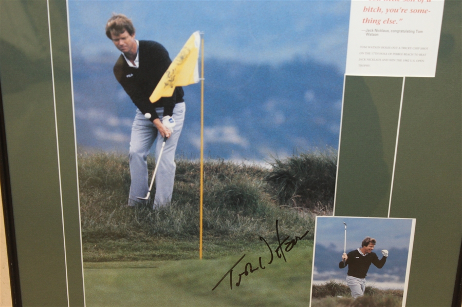 Tom Watson Signed 1982 US Open 17th Hole Out Photo - Framed JSA ALOA
