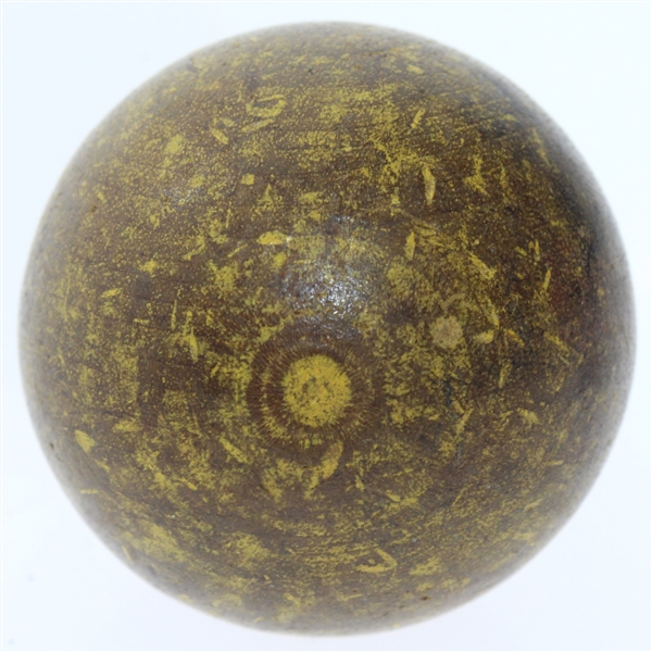 Antique Wooden Golf Ball with Yellow Paint