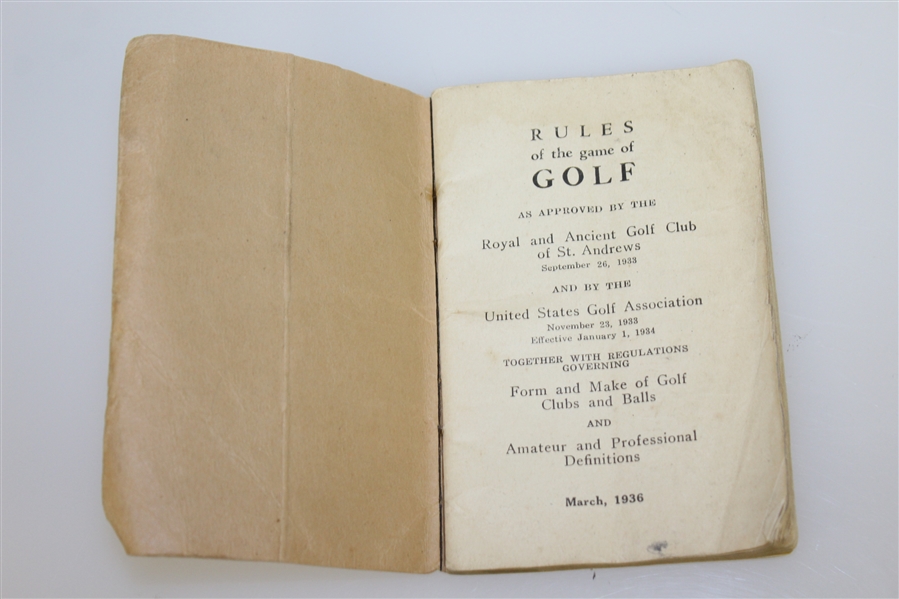 1936 Official Rules of Golf Booklet - March