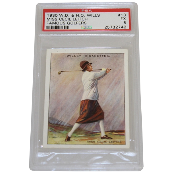 1930 Miss Cecil Leitch W.D. & H.O. Wills Famous Golfers Card #13 PSA #25732742