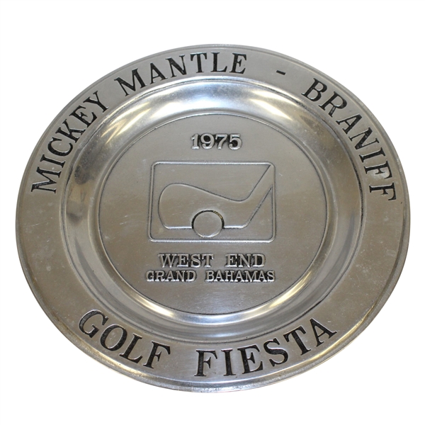 1975 Mickey Mantle - Braniff Golf Fiesta Pewter Plate - West End Bahamas