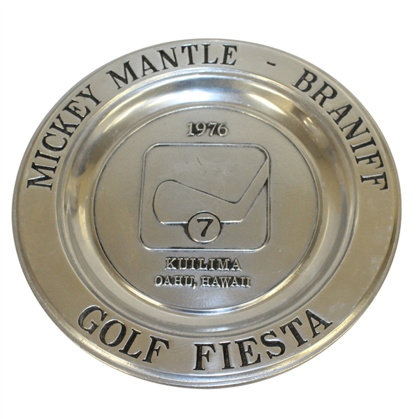 1976 Mickey Mantle - Braniff Golf Fiesta Pewter Plate - Kuilima Oahu, Hawaii