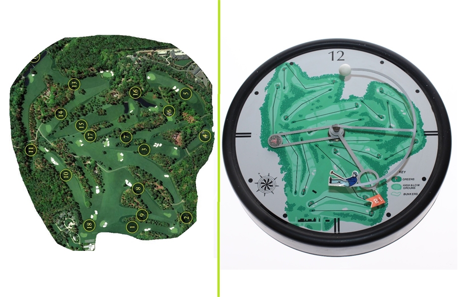 Unique 'Augusta National' Course Layout Wall/Table Bubble Clock