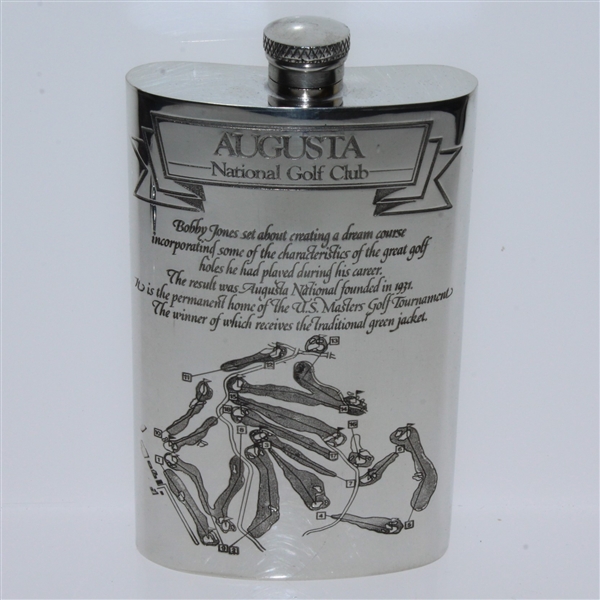 Augusta National Golf Club English Pewter Golf Flask - Great Condition with Funnel & Box