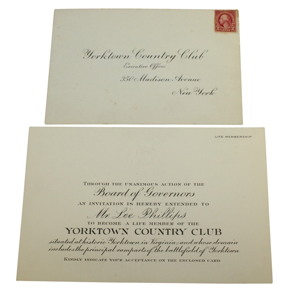 Yorktown Country Club Lifetime Membership Official Invitation