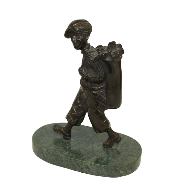 Bronze Caddy with Clubs and Bag on Marble Base