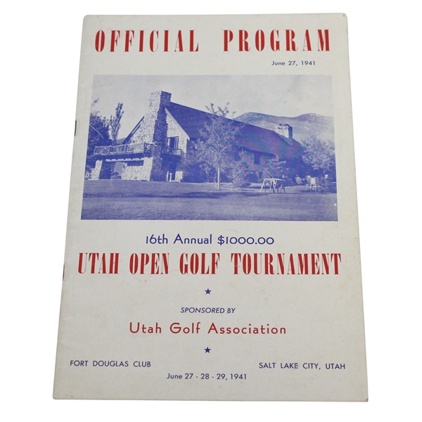 1941 Utah Open Golf Tournament Official Program - George Schneiter Winner