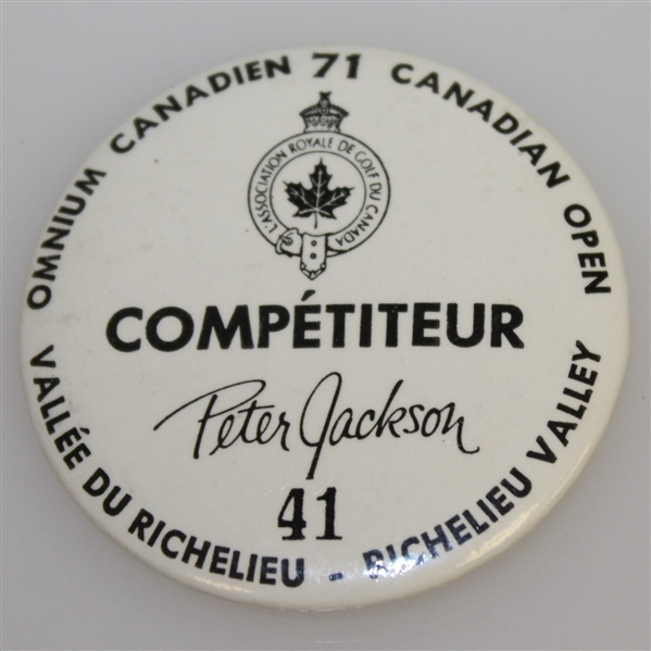 1971 Canadian Open at Richelieu Valley Competitor Badge - Lee Trevino Winner