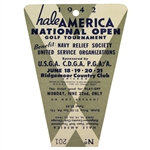 1942 Hale America National Open Golf Tournament Monday Playoff Ticket #201 - RARE
