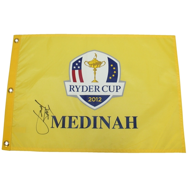 Jordan Spieth Signed 2012 Ryder Cup at Medinah Yellow Screen Flag JSA ALOA