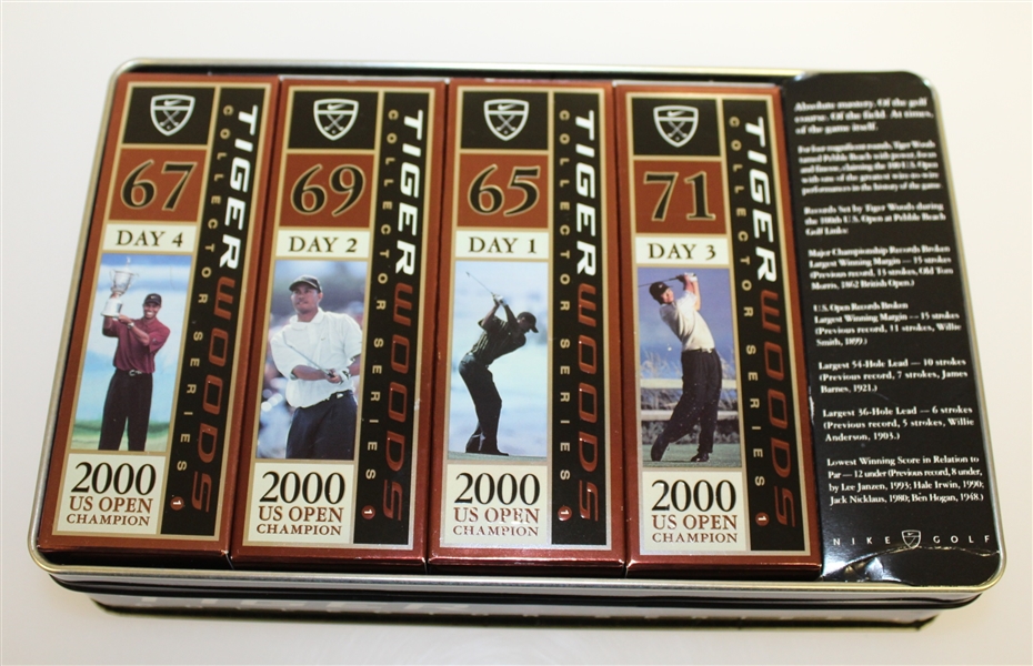 Tiger Woods Collector Series 2000 US Open Commemorative Golf Balls and Tin