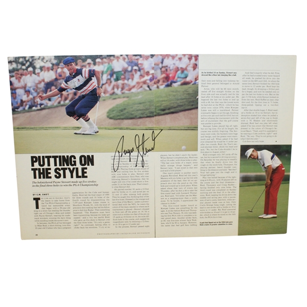 Payne Stewart Signed 1989 PGA Championship at Kemper Lakes Matted Magazine Page JSA ALOA