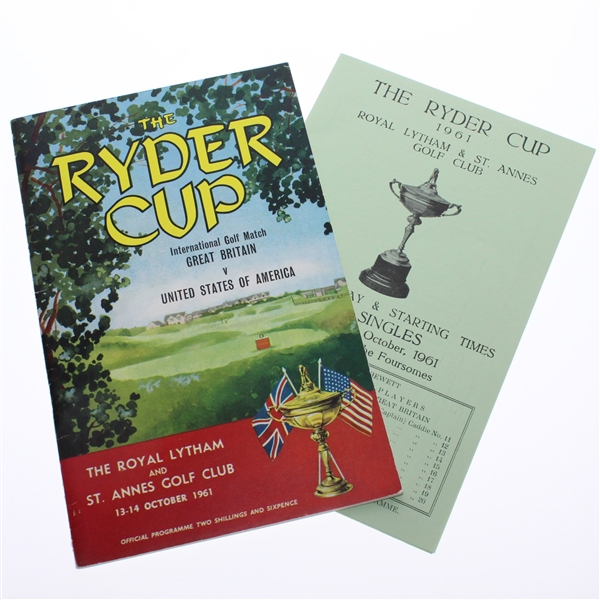 1961 The Ryder Cup at Royal Lytham & St Annes Program with Saturday Schedule/Pairing Sheet