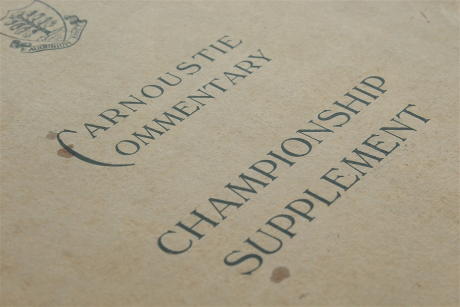 1937 Open Championship Carnoustie Commentary Supplement