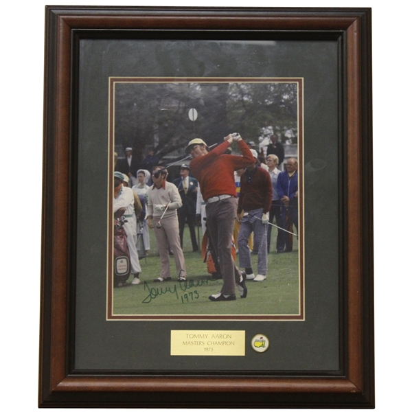 Tommy Aaron Signed Masters Shot Display with Notation - Framed JSA ALOA