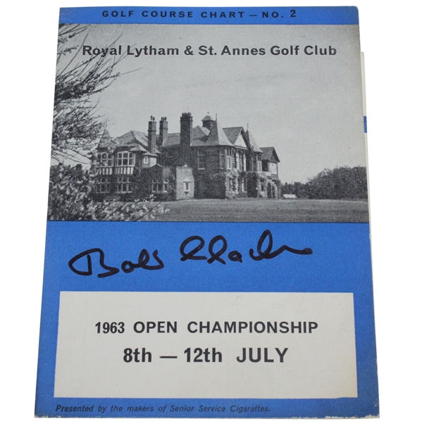 Bob Charles Signed 1963 Open Championship at Royal Lytham & St Annes Golf Course Chart No. 2 JSA ALOA