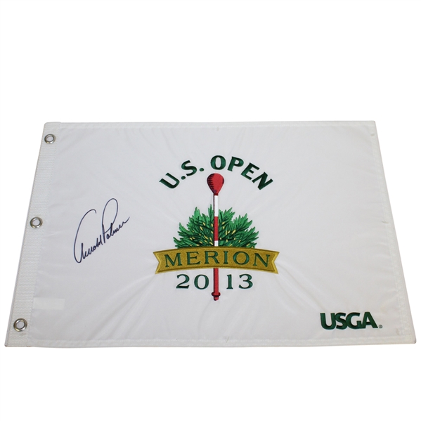 Arnold Palmer Signed 2013 US Open at Merion CC Embroidered Flag - Matted JSA ALOA