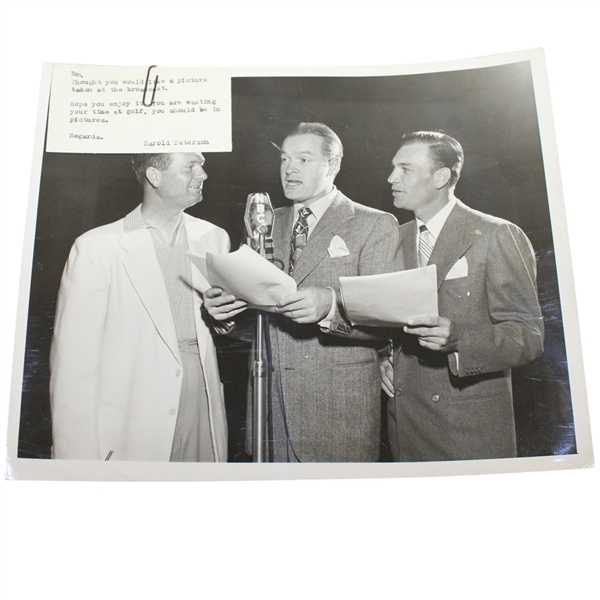 Ben Hogan, Jimmy Demaret, and Bob Hope Original Black and White NBC Photo with Note