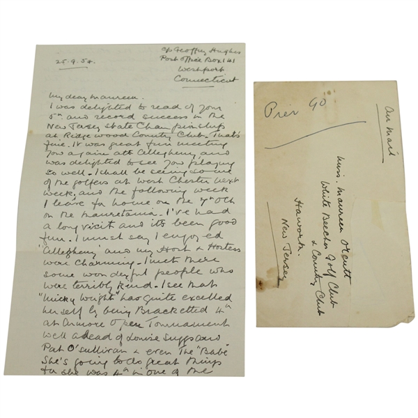 1923 Women's Open Champ Doris Chambers Letter to Maureen Orcutt JSA ALOA