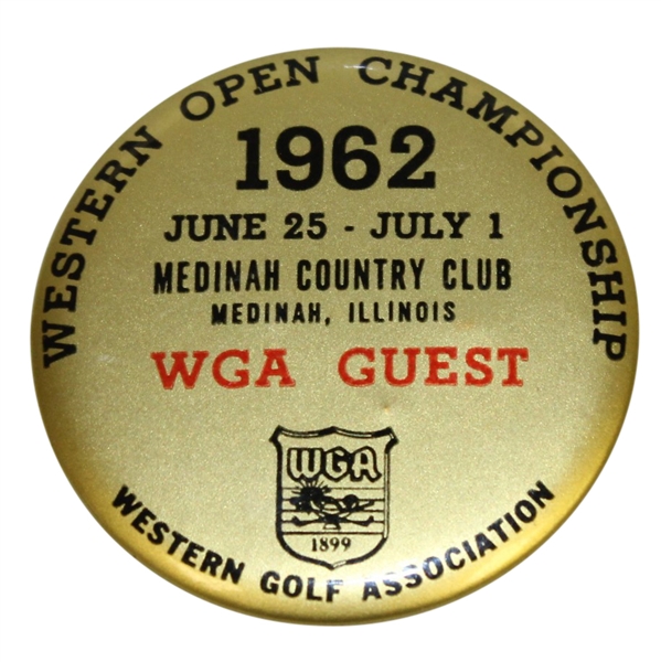1962 Western Open Championship WGA Guest Badge - Jacky Cupit Winner