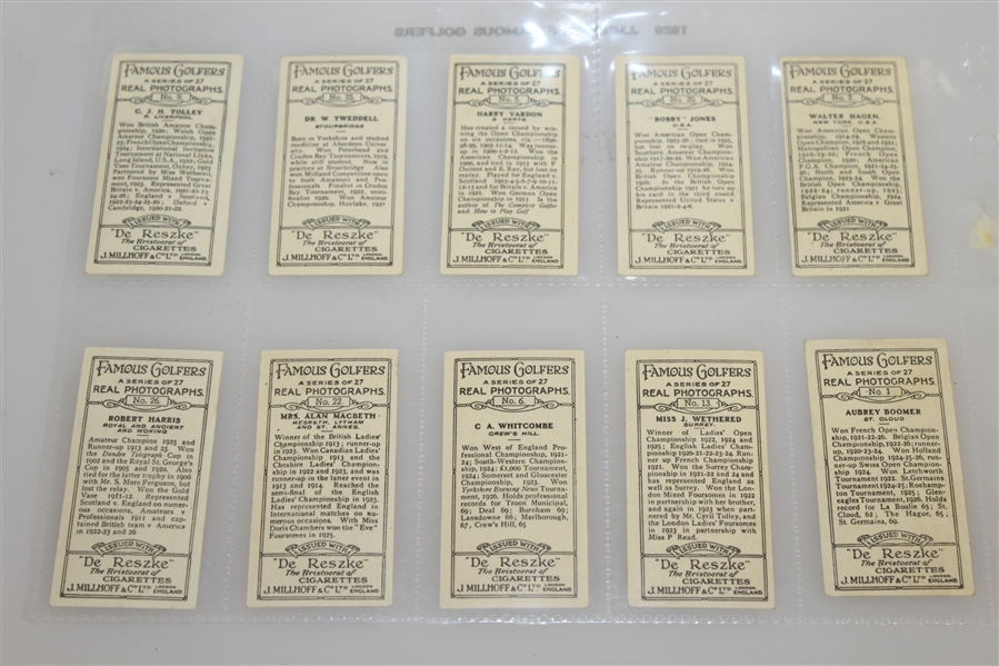 1928 Original Tobacco Millhoff Famous Golfer Card Set - 27 Cards