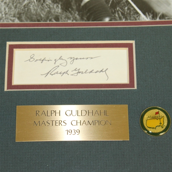 Ralph Guldahl Signed Masters Shot Display with Notation - Framed JSA ALOA