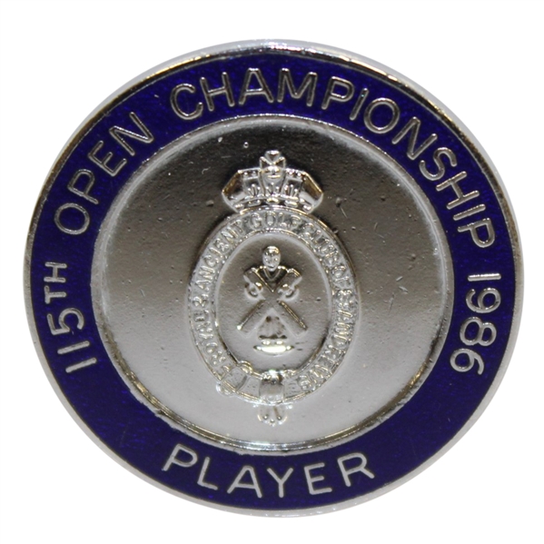 1986 Open Championship at Turnberry Contestant Badge - Greg Norman Winner