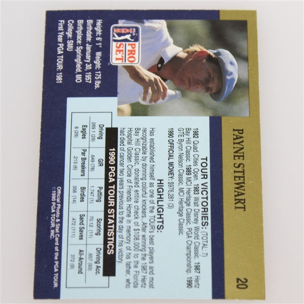 Payne Stewart Signed 1990 PGA Tour Pro Set Golf Card JSA ALOA