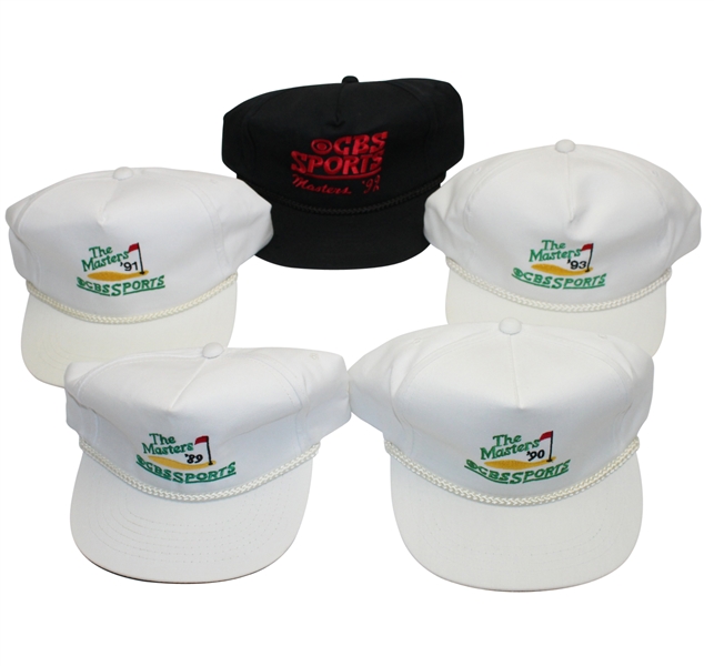 Set of Five Classic Masters CBS Sports Hats 1989-1993