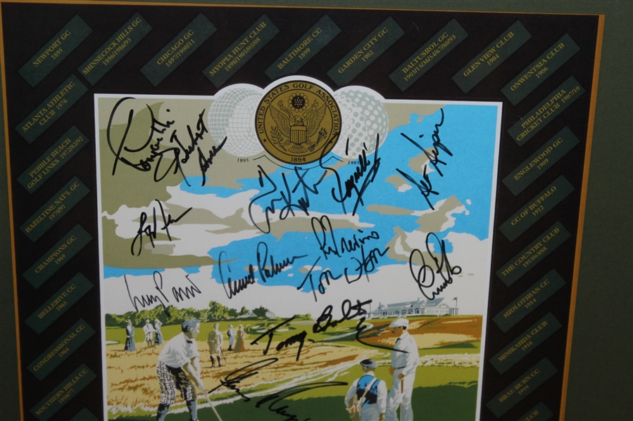 1995 Centennial US Open Poster Multi-Signed by Champs Palmer, Player, & others JSA ALOA
