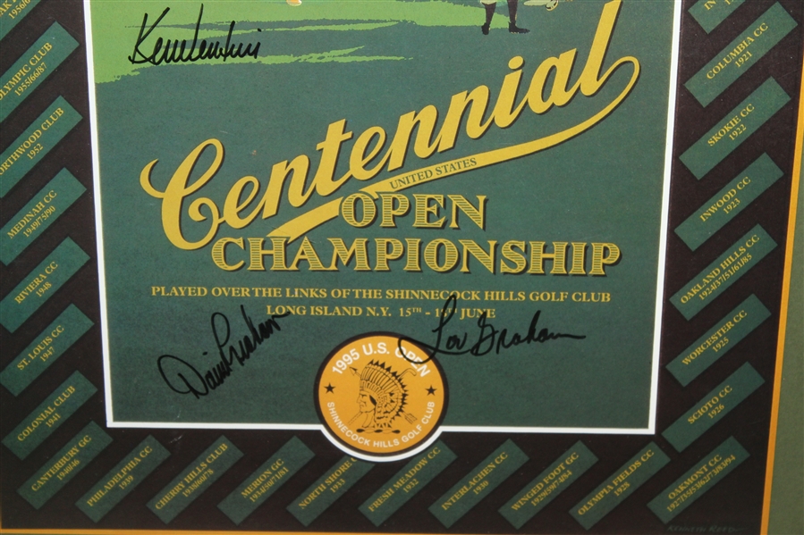 1995 Centennial US Open Poster Multi-Signed by Champs Palmer, Player, & others JSA ALOA