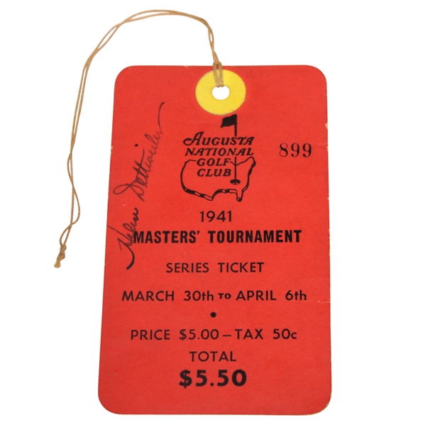 1941 Masters Tournament SERIES Badge #899 with Original String - Only Known Example!