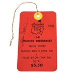 1941 Masters Tournament SERIES Badge #899 with Original String - Only Known Example!