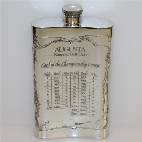 Augusta National Golf Club English Pewter Golf Flask - Excellent Condition with Funnel & Box